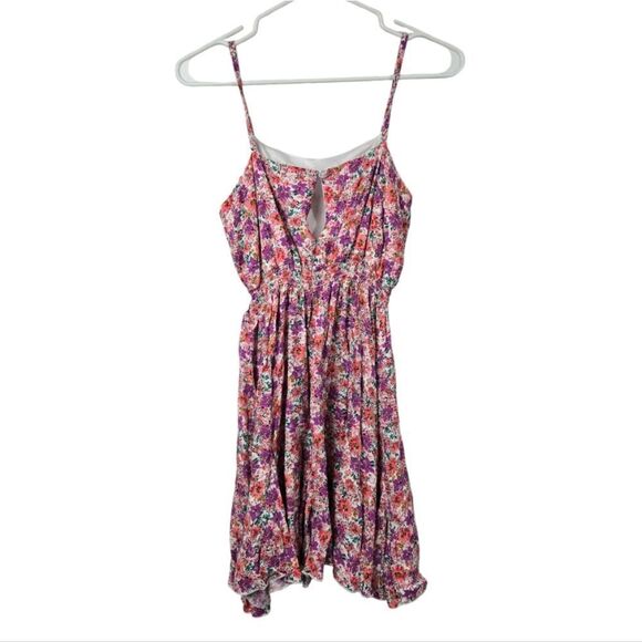 Big Girls Rare Editions Sleeveless Floral Print Skater Dress Keyhole Tassel Tie - Picture 4 of 9